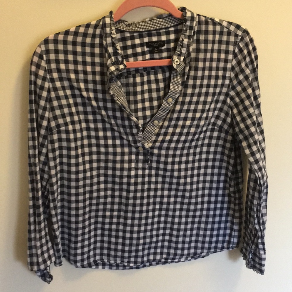 Talbots baby blue gingham shirt